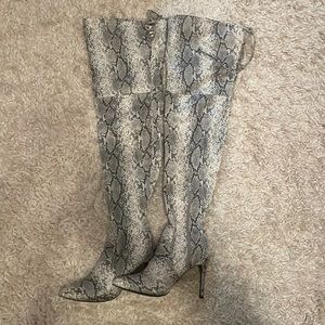 Over the knee snake print heeled boots | size 7.5